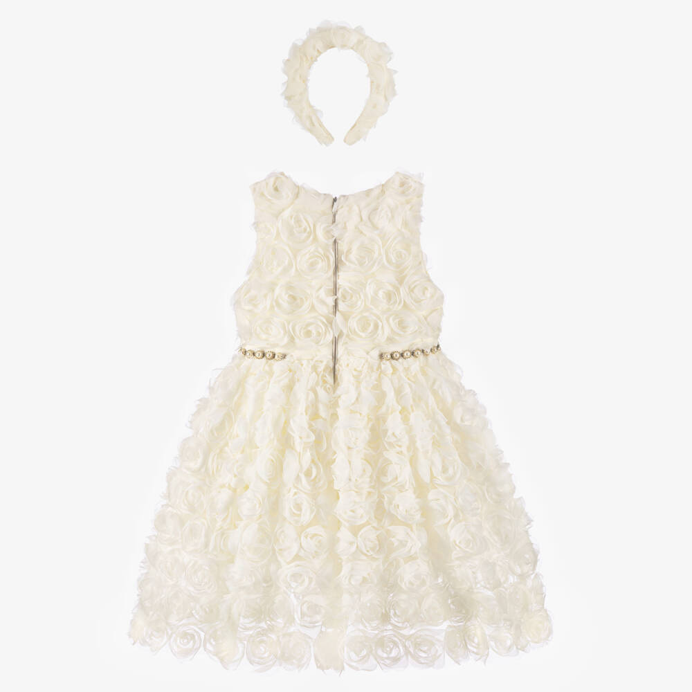 Coeur by Childrensalon-Girls Ivory Floral Dress & Hairband Set | Childrensalon