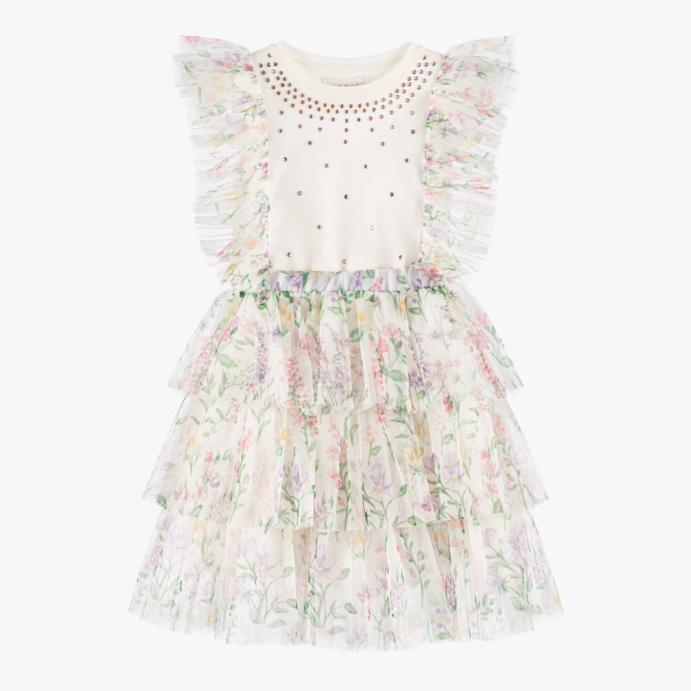 Coeur by Childrensalon-Girls Ivory Floral Tulle Skirt Set | Childrensalon