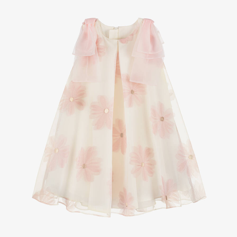 Coeur by Childrensalon-Girls Ivory & Pink Floral Organza Dress | Childrensalon