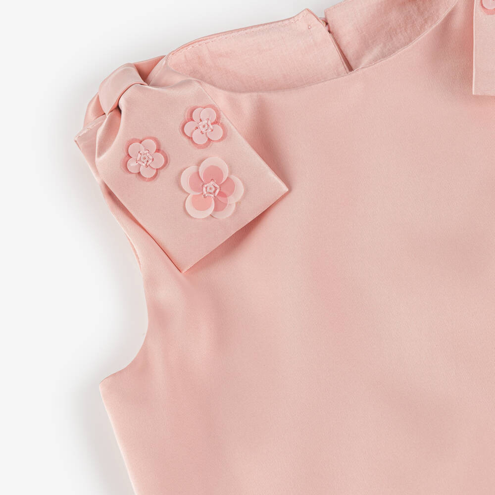 Coeur by Childrensalon-Girls Ivory & Pink Satin Floral Skirt Set | Childrensalon