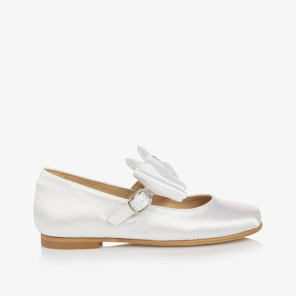 Coeur by Childrensalon-Girls Ivory Satin Diamanté Buckle Shoes | Childrensalon