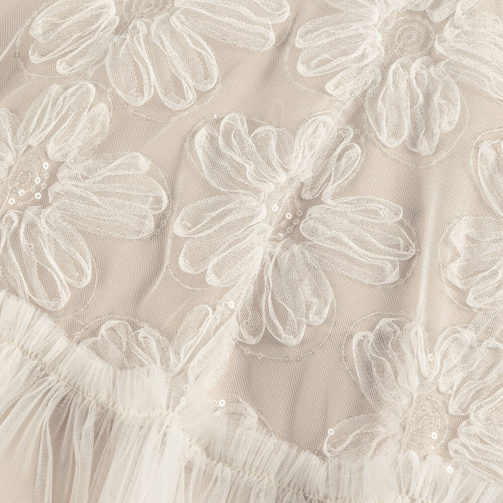 Coeur by Childrensalon-Girls Ivory Tulle Dress with Sequinned Flowers | Childrensalon