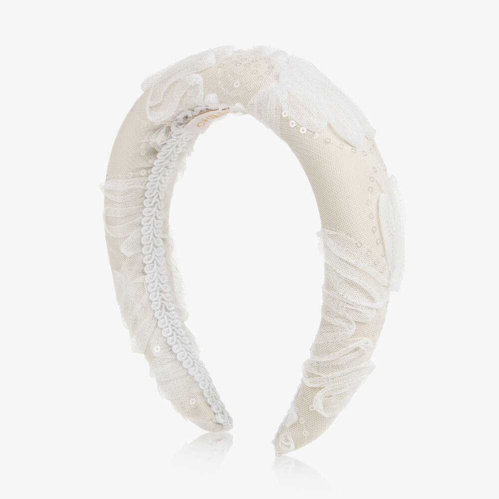 Coeur by Childrensalon-Girls Ivory Tulle & Sequin Headband | Childrensalon