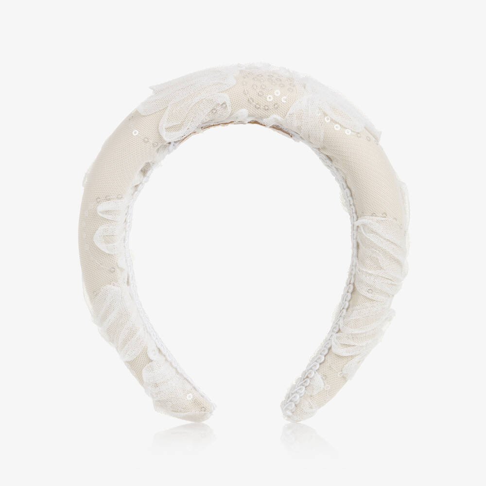 Coeur by Childrensalon-Girls Ivory Tulle & Sequin Headband | Childrensalon