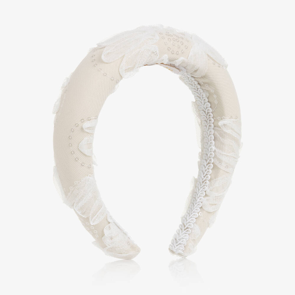 Coeur by Childrensalon-Girls Ivory Tulle & Sequin Headband  | Childrensalon