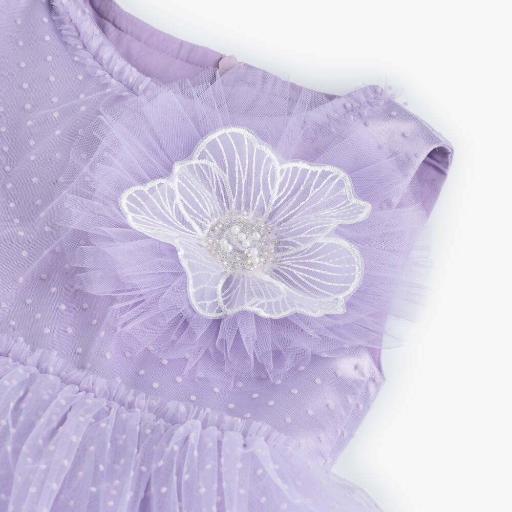 Coeur by Childrensalon-Girls Lilac Polka Dot Tulle Dress | Childrensalon