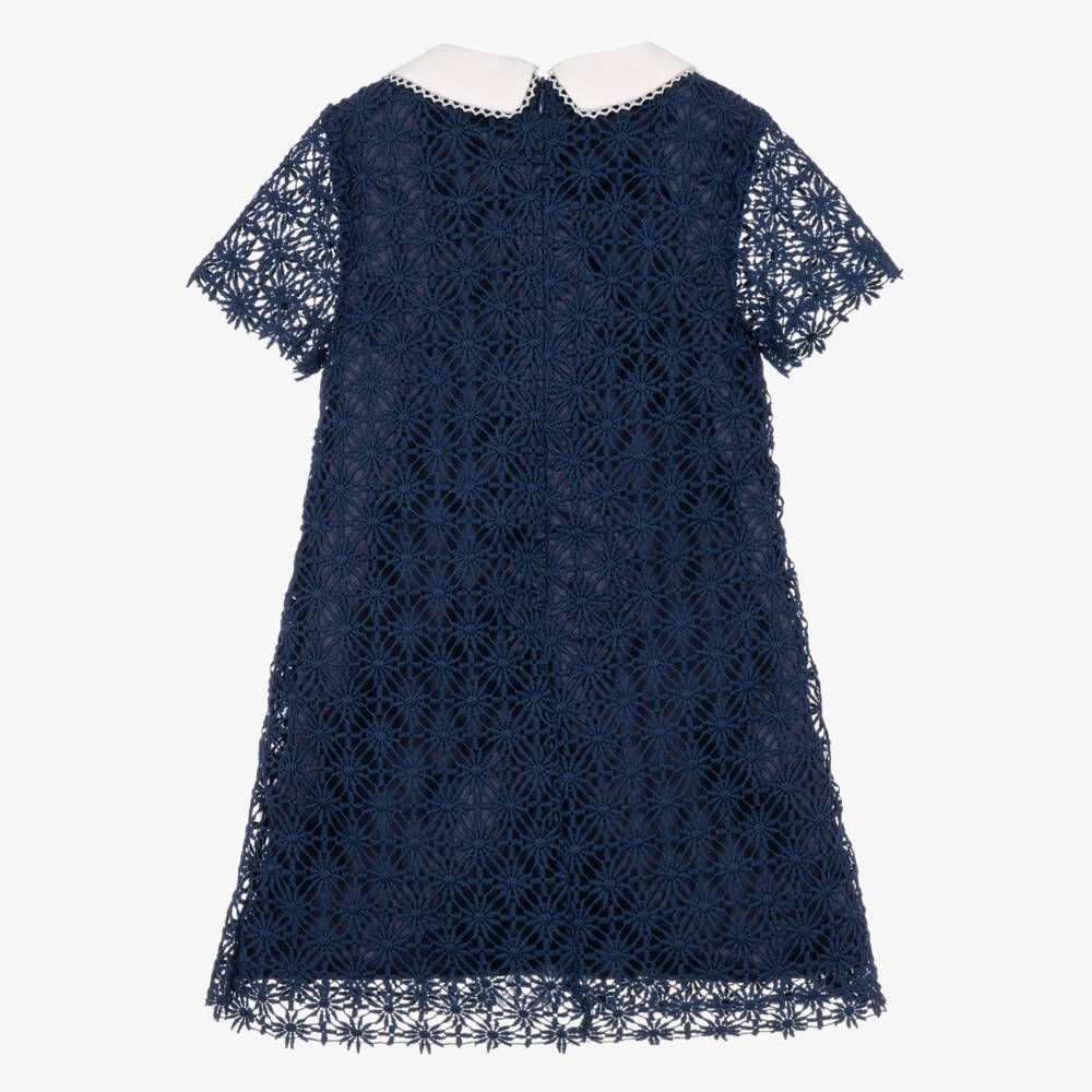 Coeur by Childrensalon-Girls Navy Blue Guipure Lace Dress | Childrensalon