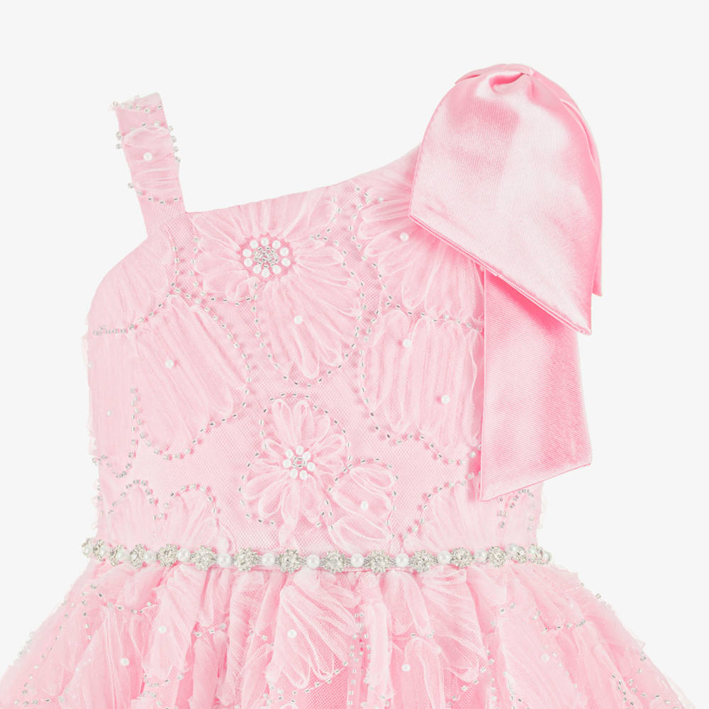 Coeur by Childrensalon-Girls Pink Floral Beaded Tulle Dress | Childrensalon