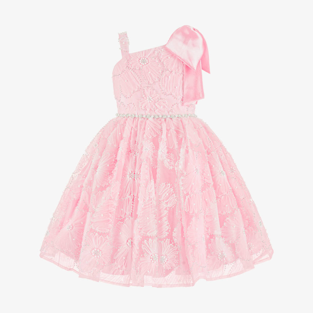 Coeur by Childrensalon-Girls Pink Floral Beaded Tulle Dress | Childrensalon