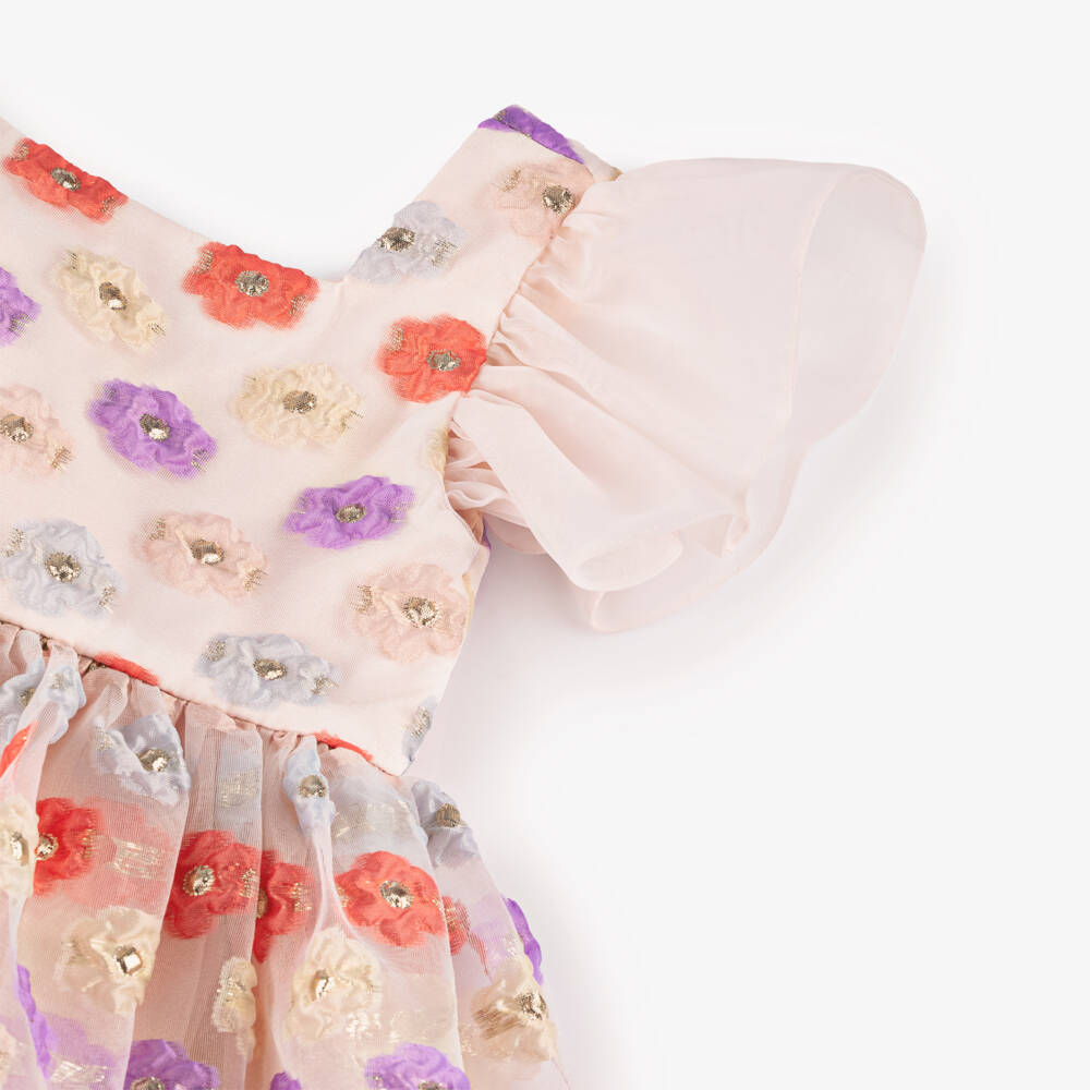 Coeur by Childrensalon-فستان بطبعة ورود شيفون جاكار لون زهري | Childrensalon