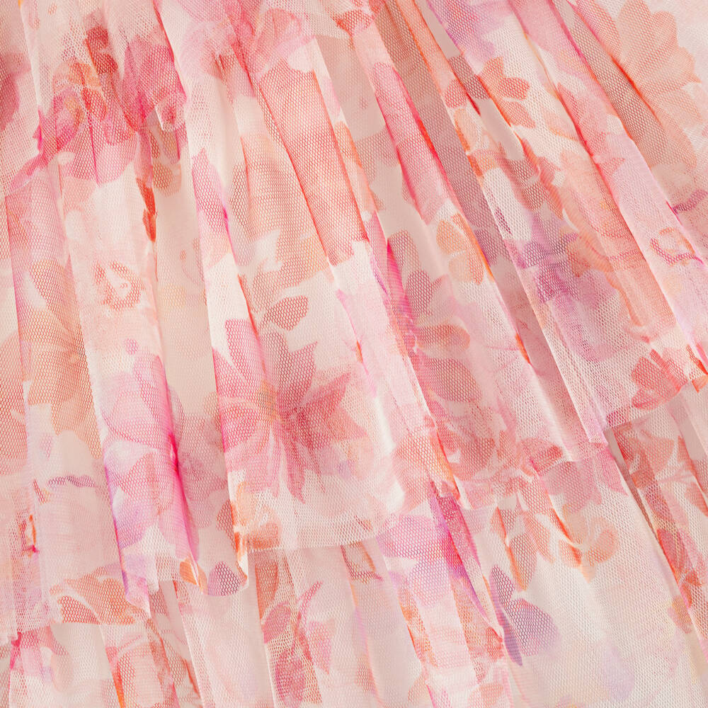 Coeur by Childrensalon-Girls Pink & Orange Floral Tiered Tulle Dress | Childrensalon