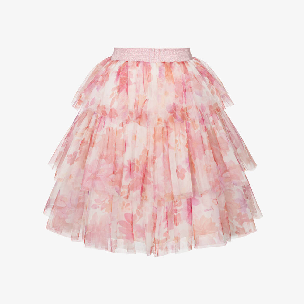 Coeur by Childrensalon-Юбка розово-оранжевого из тюля с цветами для девочек | Childrensalon