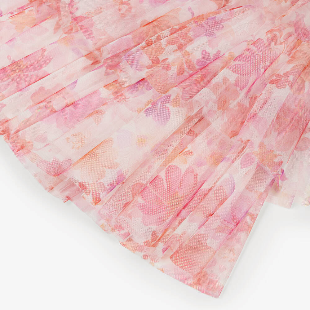 Coeur by Childrensalon-Юбка розово-оранжевого из тюля с цветами для девочек | Childrensalon