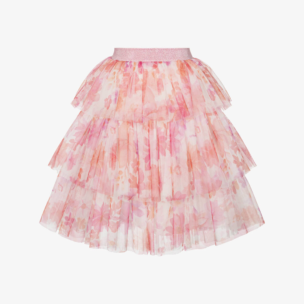 Coeur by Childrensalon-تنورة تول بطبقات لون زهري وبرتقالي للبنات | Childrensalon