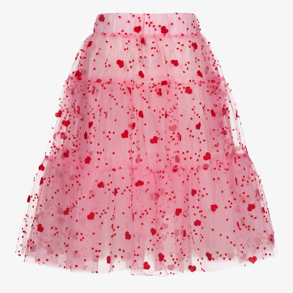 Coeur by Childrensalon-Girls Pink & Red Hearts Tulle Skirt | Childrensalon