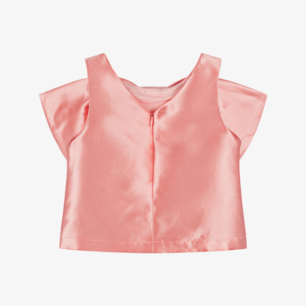 Coeur by Childrensalon-Girls Pink Satin Sleeveless Bow Top | Childrensalon