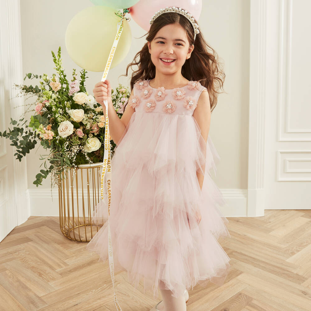Coeur by Childrensalon Limited Edition-Girls Pink Satin & Tulle Dress  | Childrensalon