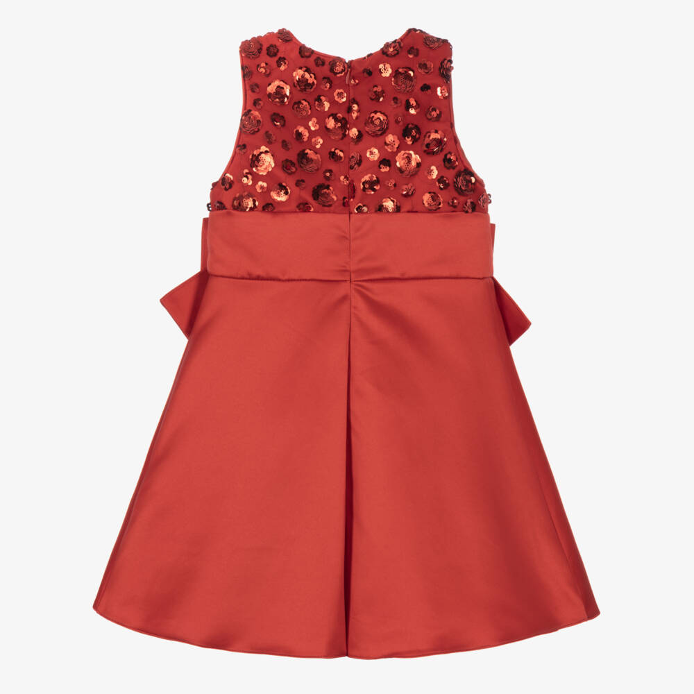 Coeur by Childrensalon-Girls Red Satin Bow Dress with Sequins | Childrensalon