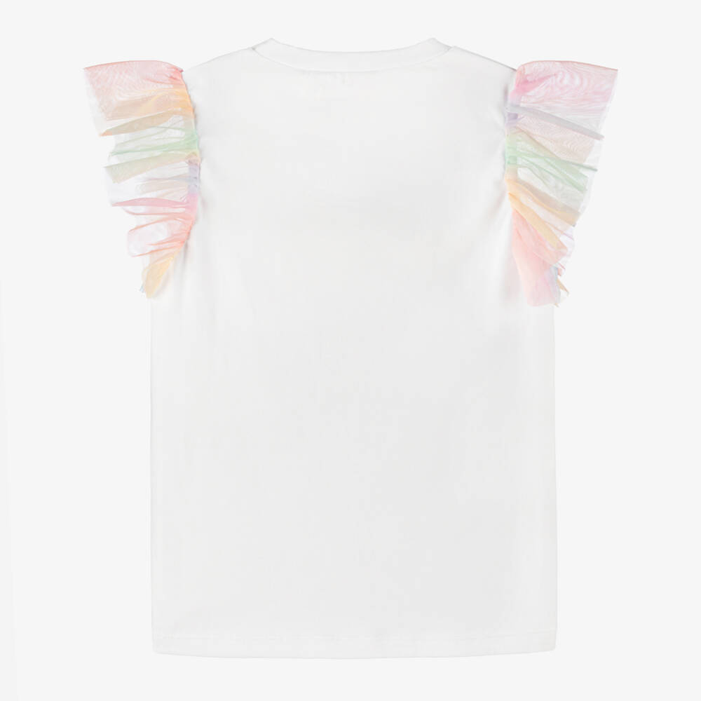 Coeur by Childrensalon-Girls White Cotton Bow T-Shirt | Childrensalon