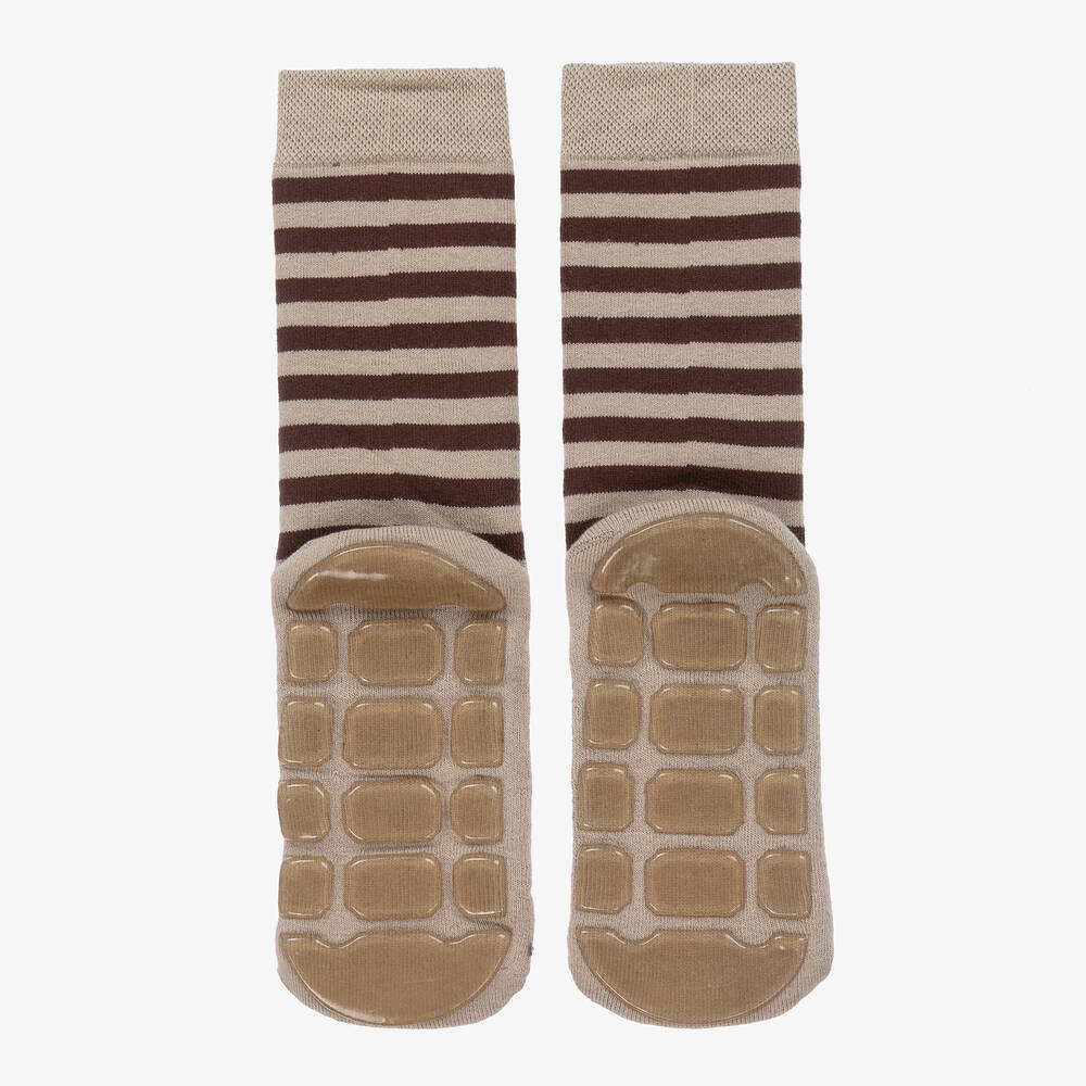 Country Kids-Коричневые полосатые носки-тапочки Обезьянки | Childrensalon