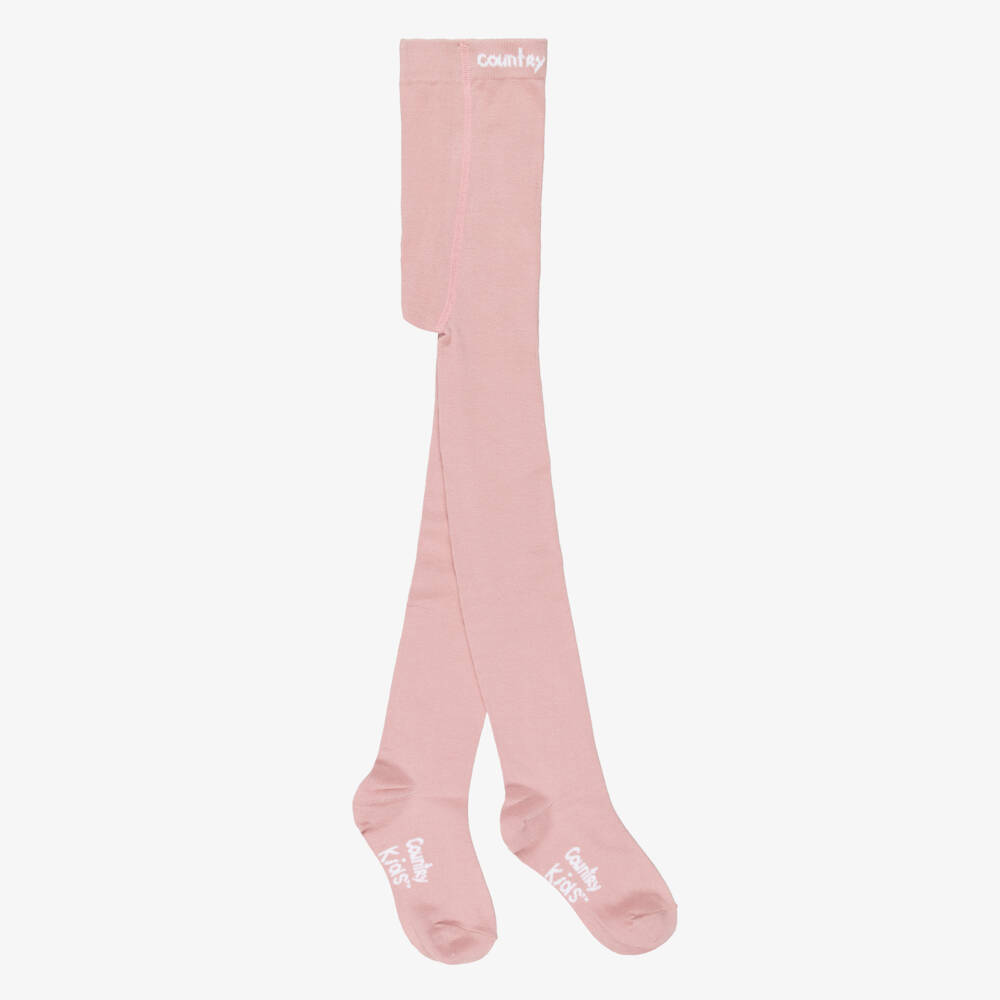 Country Kids-Girls Antique Rose Pink Cotton Knit Tights | Childrensalon