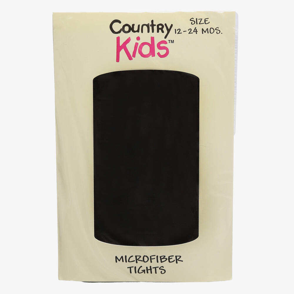 Country Kids-Girls Black Microfibre Opaque Tights | Childrensalon