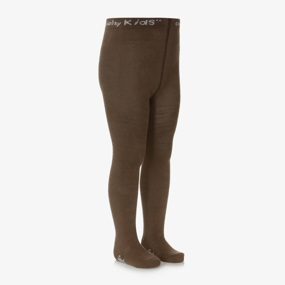 Country Kids-Girls Chocolate Brown Cotton Knit Tights | Childrensalon