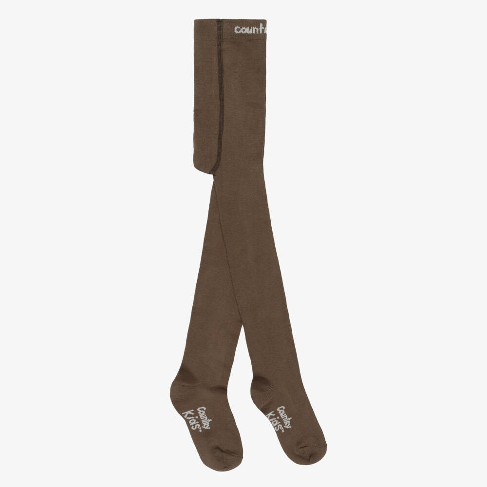 Country Kids-Girls Chocolate Brown Cotton Knit Tights | Childrensalon
