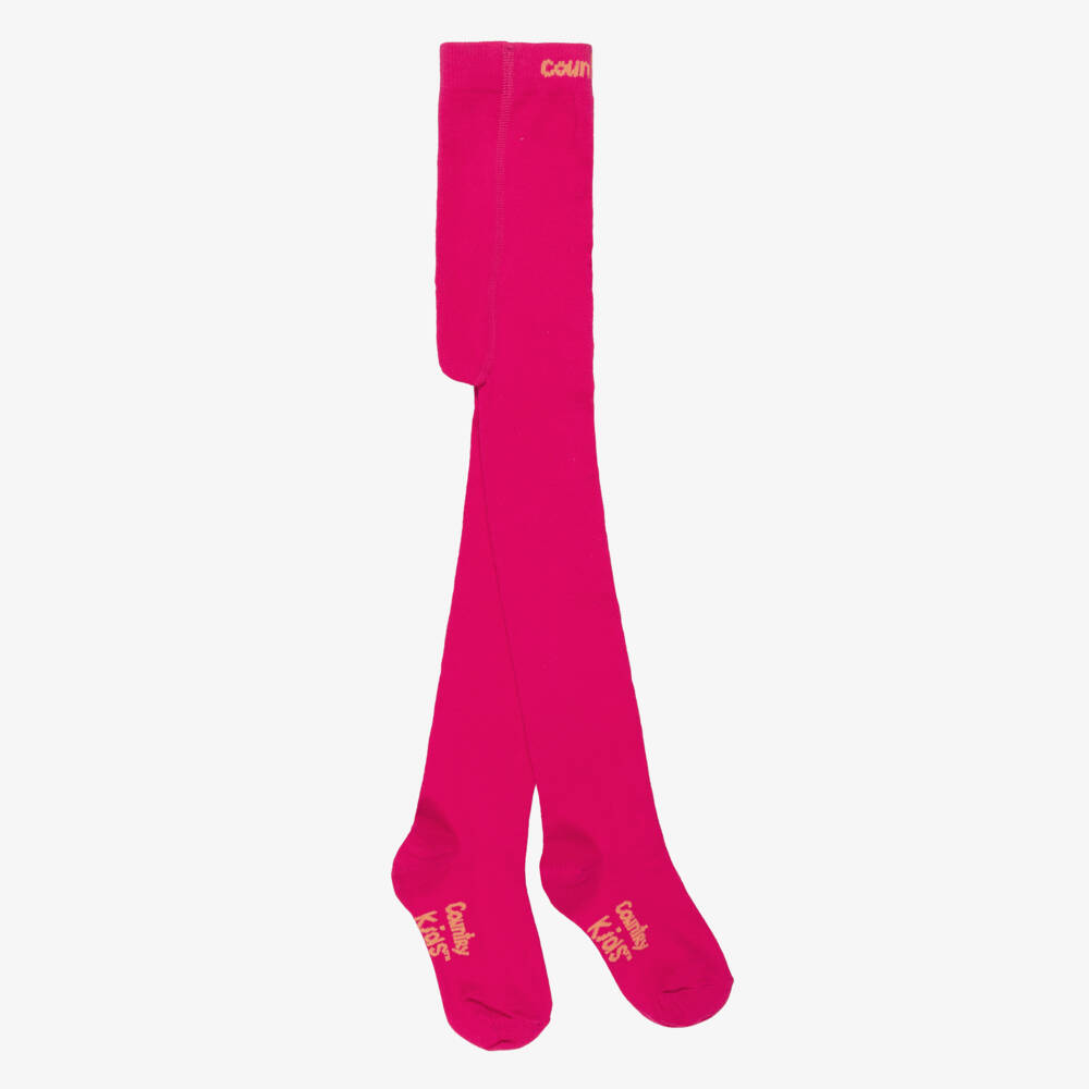 Country Kids-Girls Fuchsia Pink Cotton Knit Tights | Childrensalon