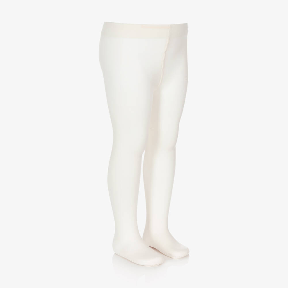 Country Kids-Girls Ivory Microfibre Opaque Tights | Childrensalon