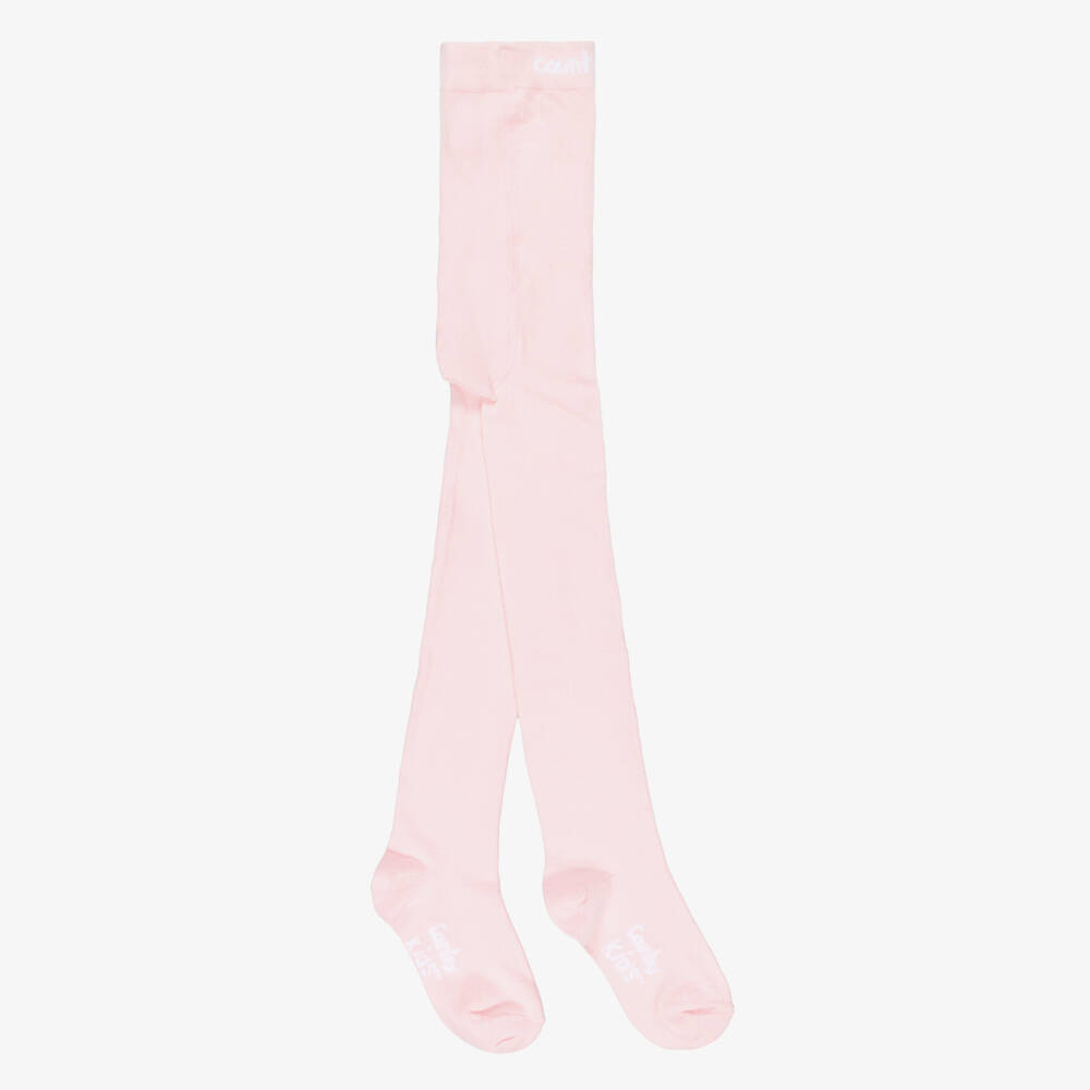 Country Kids-Girls Pale Pink Cotton Knit Tights | Childrensalon