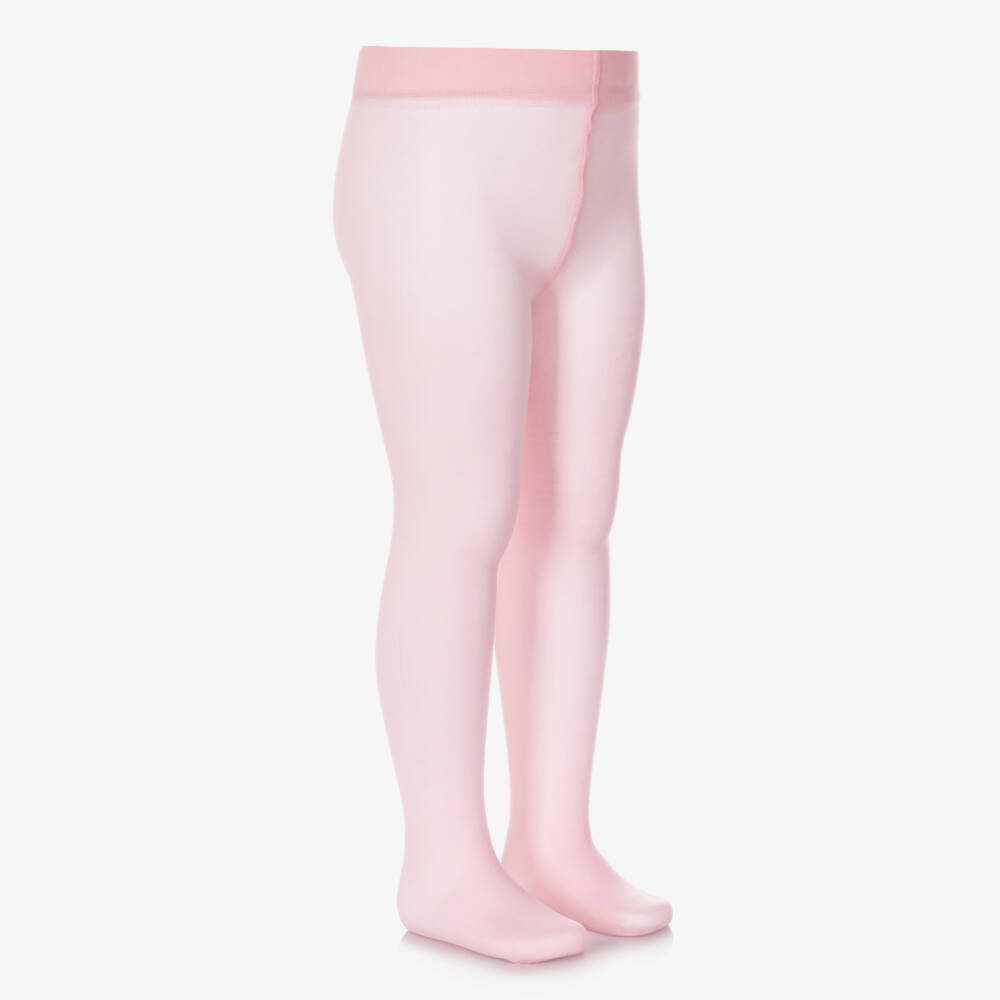Country Kids-Girls Pink Microfibre Opaque Tights | Childrensalon