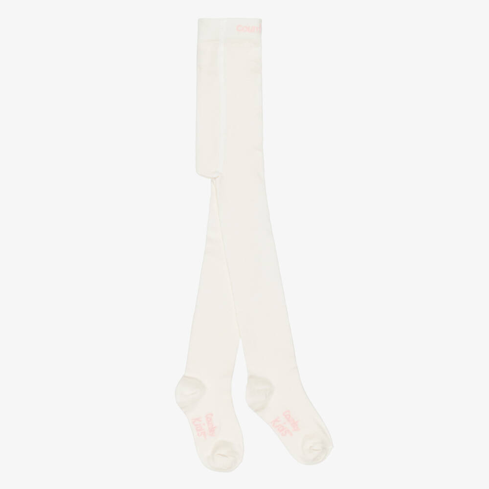 Country Kids-Girls Warm Ivory Cotton Knit Tights | Childrensalon