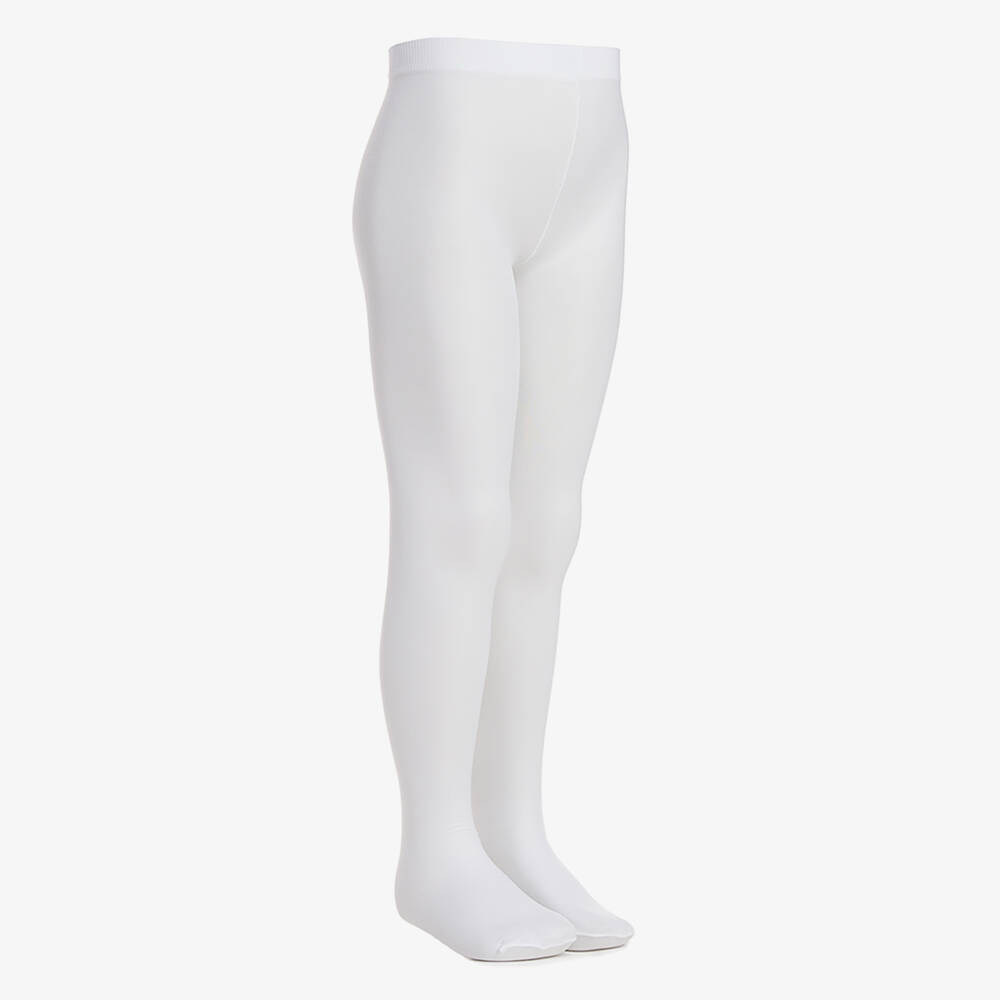 Country Kids-Girls White Microfibre Opaque Tights | Childrensalon