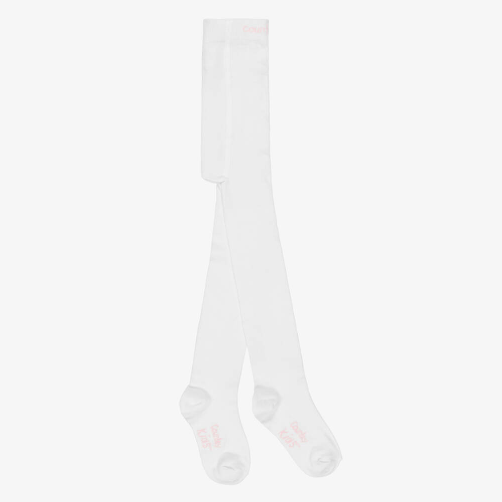 Country Kids-Girls Winter White Cotton Knit Tights | Childrensalon