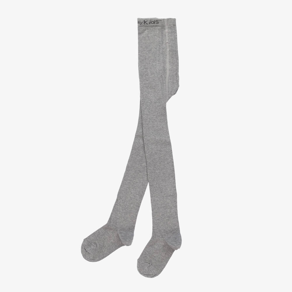 Country Kids-Grey Cotton Knitted Tights | Childrensalon