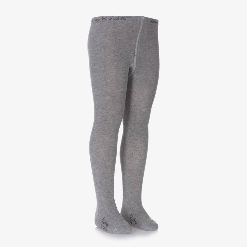 Country Kids-Grey Cotton Knitted Tights | Childrensalon