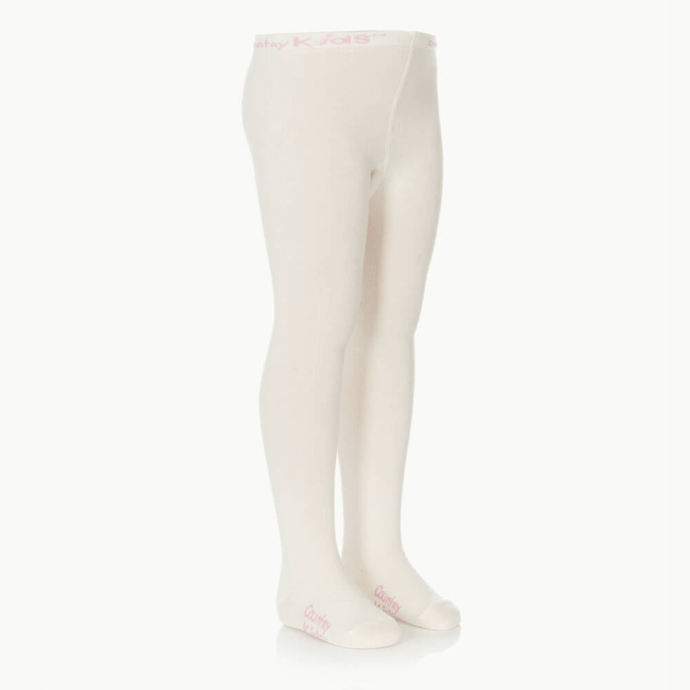 Country Kids-Ivory Cotton Knitted Tights | Childrensalon