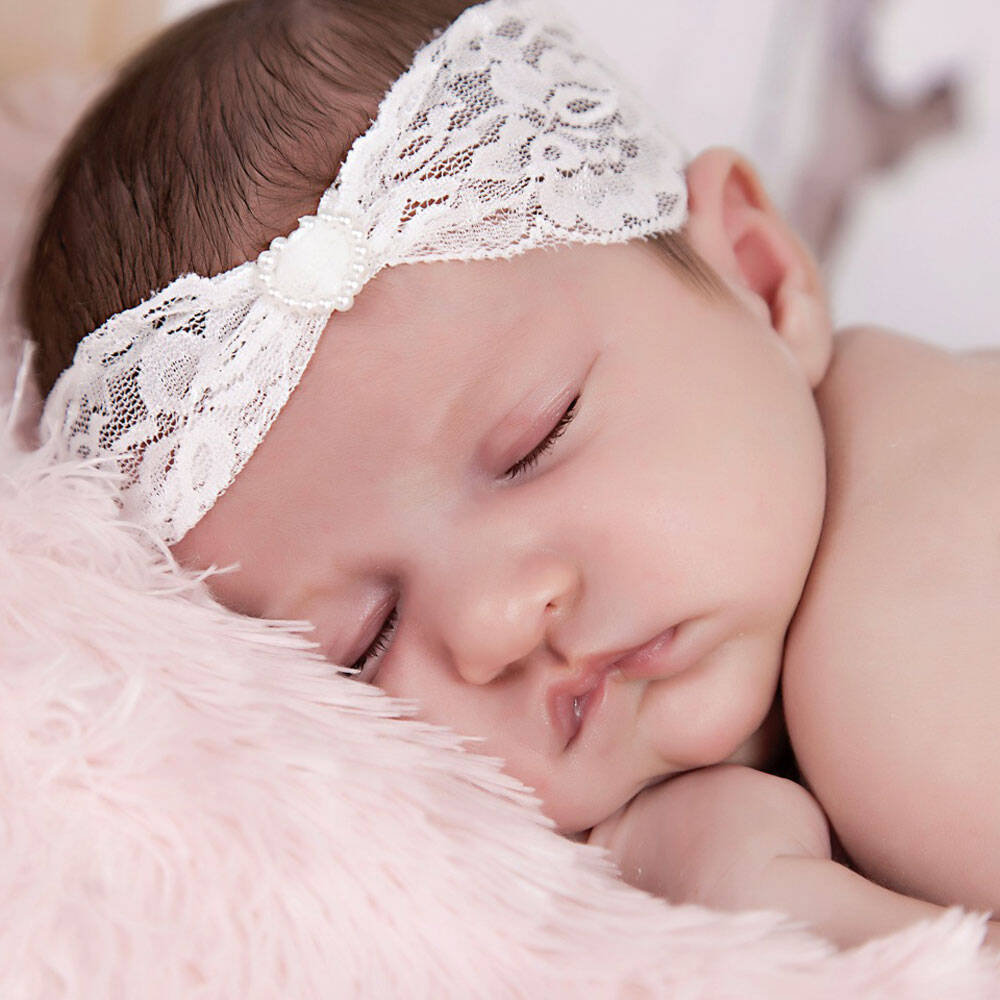 Cute Cute-Baby Girls Ivory Lace & Pearl Headband | Childrensalon