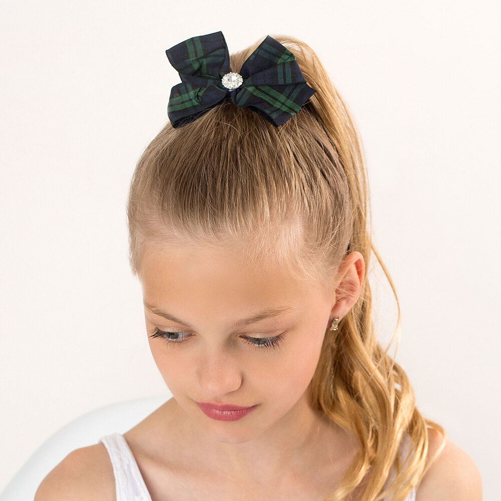 Cute Cute-Blue Tartan Bow Hair Clip (7cm) | Childrensalon