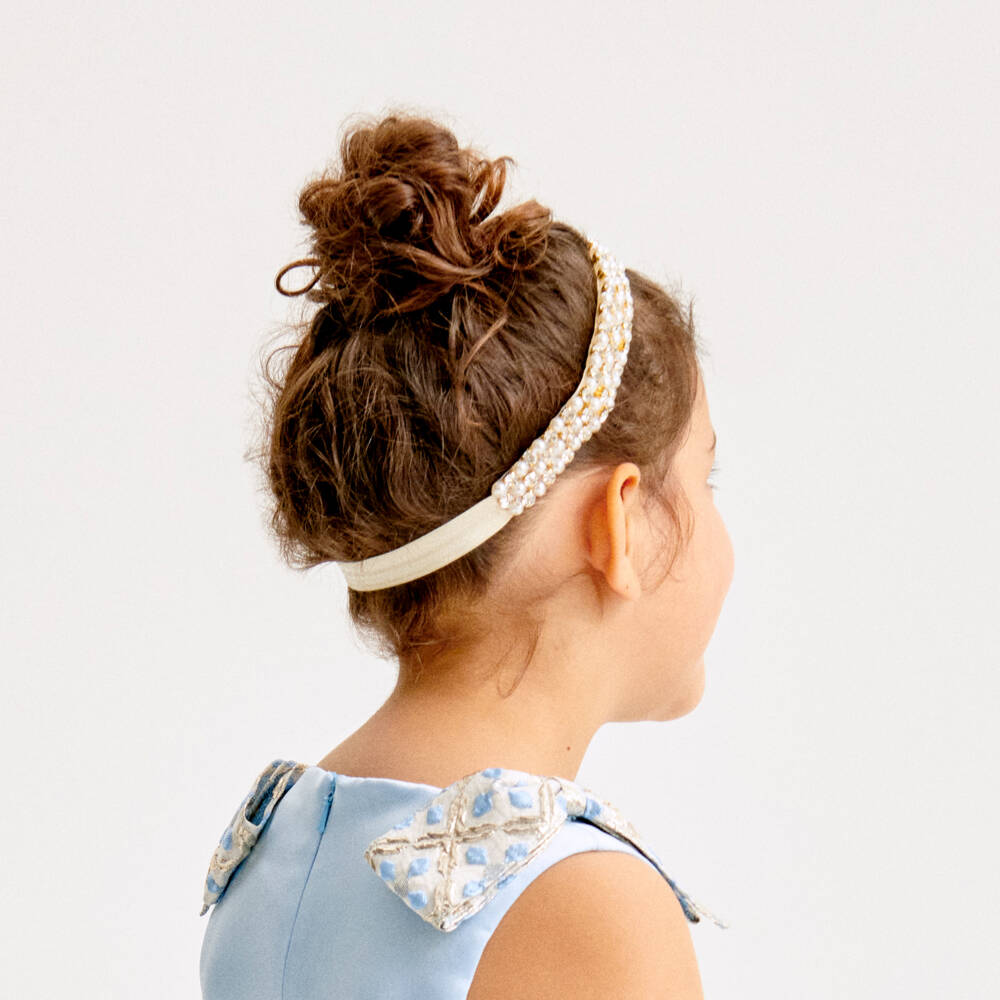 Cute Cute-Diamanté & Pearl Bead Ivory Headband | Childrensalon