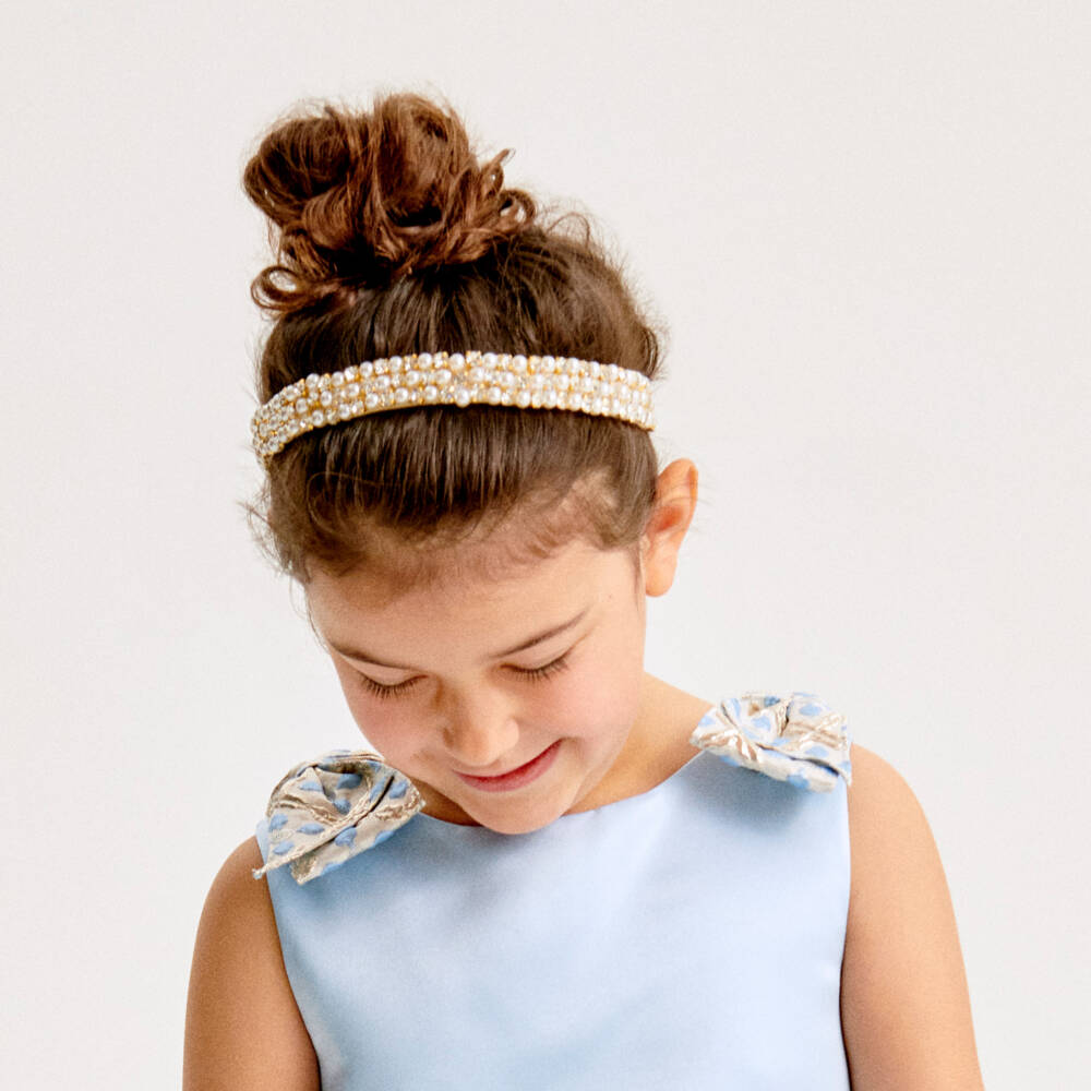 Cute Cute-Diamanté & Pearl Bead Ivory Headband | Childrensalon