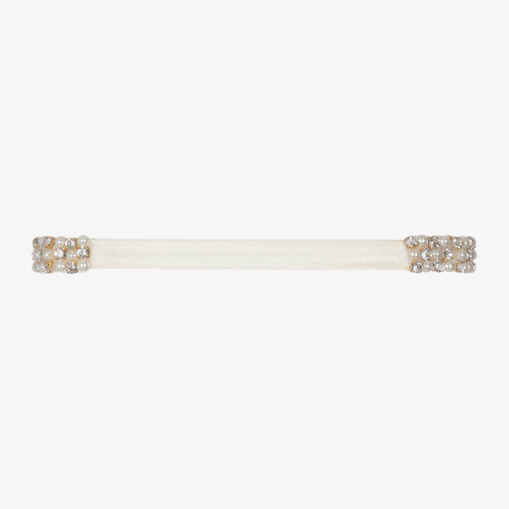 Cute Cute-Diamanté & Pearl Bead Ivory Headband | Childrensalon