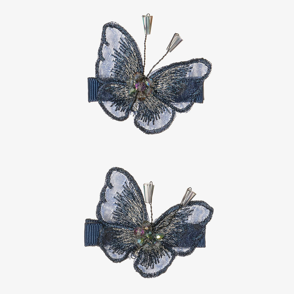 Cute Cute-Girls Blue Butterfly Hair Clips (2 Pack) | Childrensalon