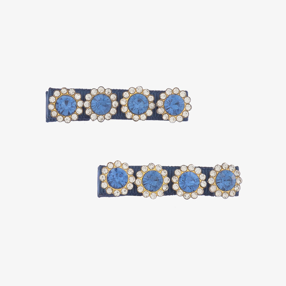 Cute Cute-Girls Blue Diamanté Hair Clips (2 Pack) | Childrensalon