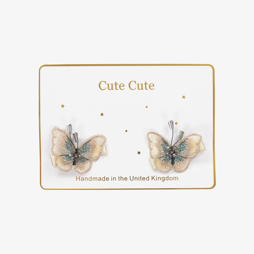 Cute Cute-Girls Gold Butterfly Hair Clips (2 Pack) | Childrensalon