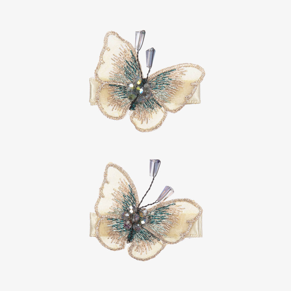 Cute Cute-Girls Gold Butterfly Hair Clips (2 Pack) | Childrensalon
