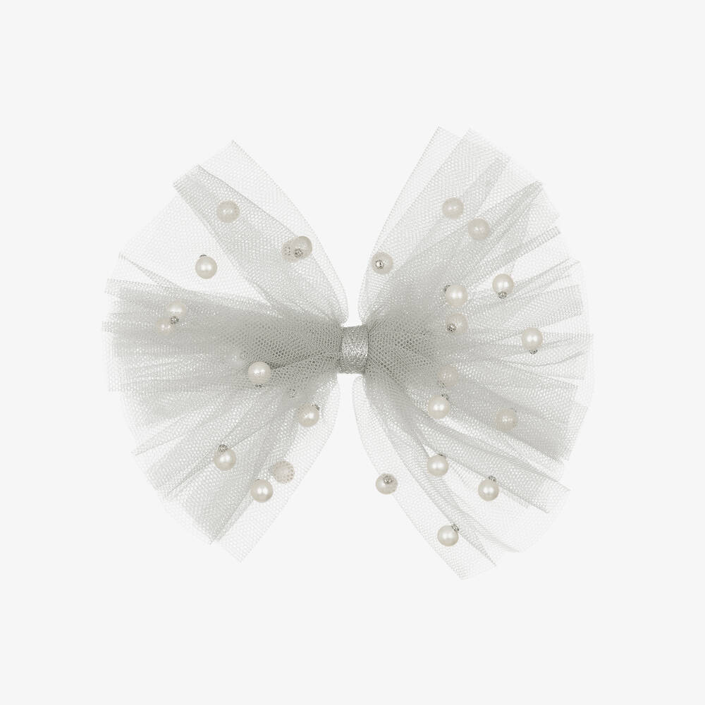 Cute Cute-مشبك للشعر تول لون رمادي للبنات (13 سم) | Childrensalon