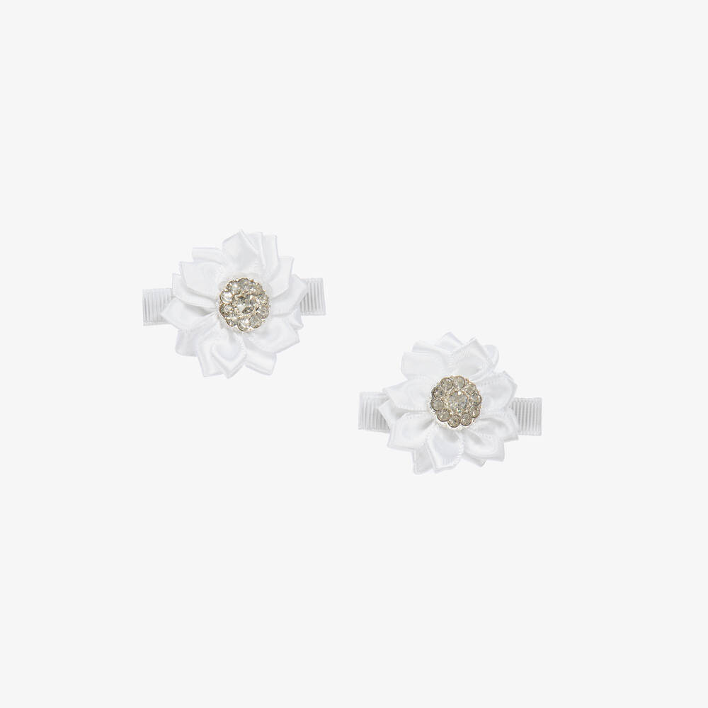 Cute Cute-Girls White Flower Hair Clips (2 Pack) | Childrensalon