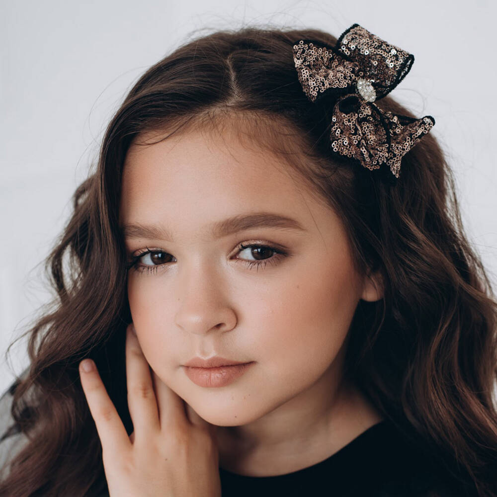 Cute Cute-Gold & Black Bow Hairclip (11cm) | Childrensalon